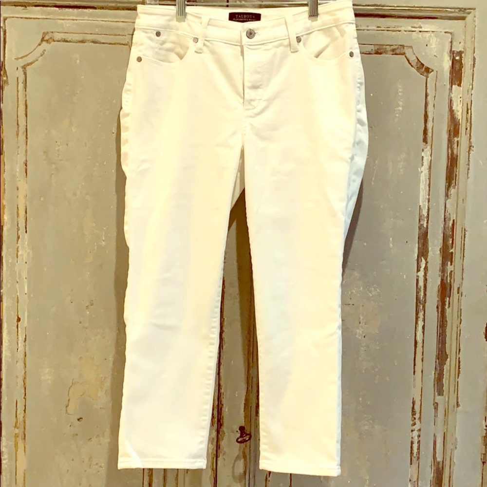 Talbots White Jean Crop Pants, Size 6, EUC